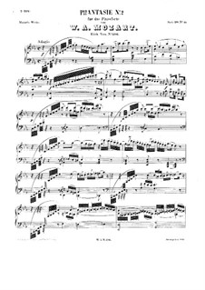 Fantasia for Piano No.2 in C Minor, K.396: For a single performer by Wolfgang Amadeus Mozart