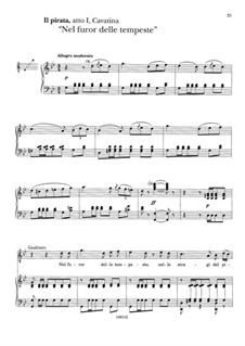 Il pirata (The Pirate): Nel furor delle tempeste, for voice and piano by Vincenzo Bellini