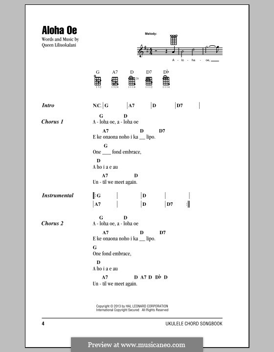 Aloha 'Oe: para ukulele by Lydia Liliuokalani