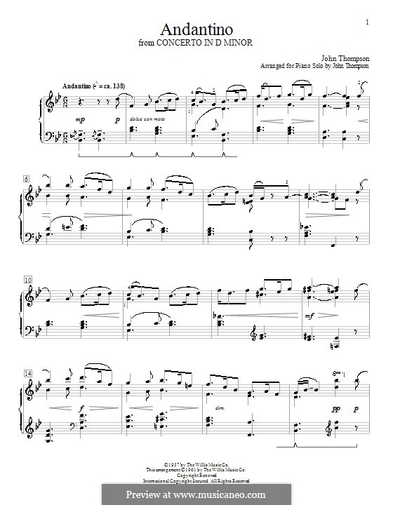 Andantino: Para Piano by John Thompson