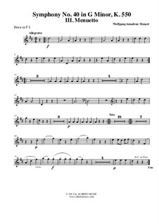 Movement III: French horn I (transposed part) by Wolfgang Amadeus Mozart