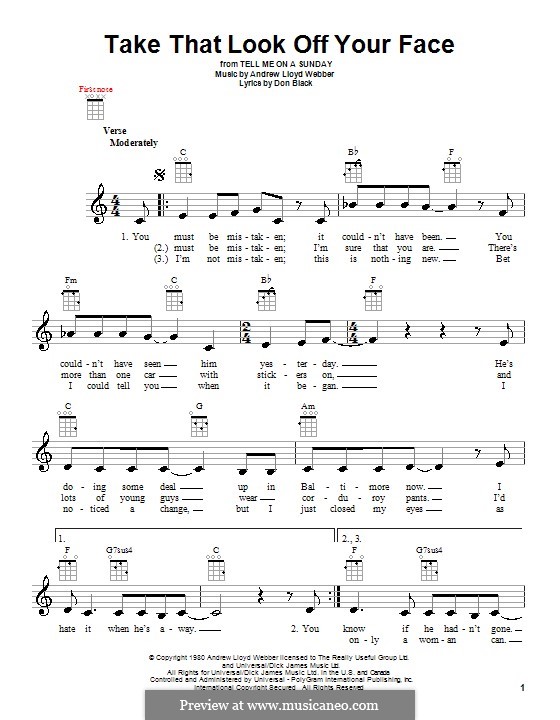 Take That Look Off Your Face: para ukulele by Andrew Lloyd Webber