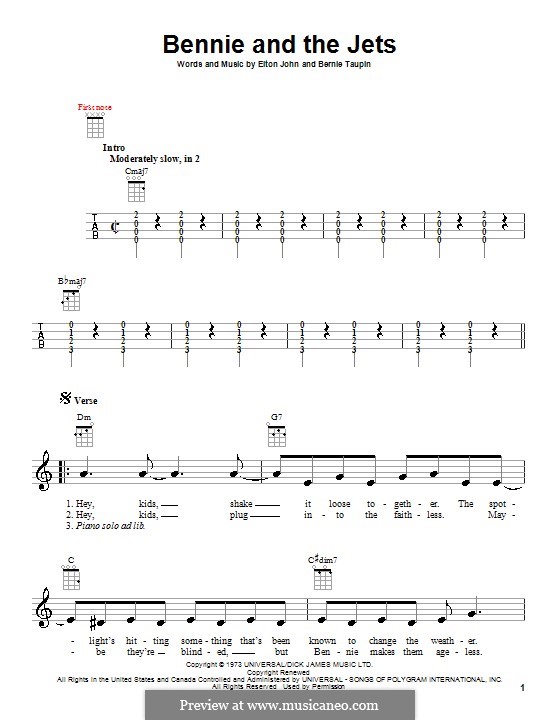 Bennie and the Jets: para ukulele by Elton John