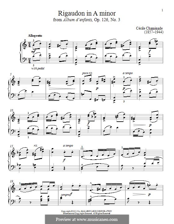 Rigaudon in A Minor: Para Piano by Cécile Chaminade