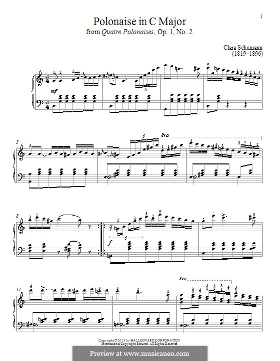 Polonaise in C Major: Para Piano by Clara Schumann