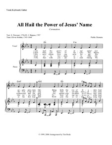 All Hail the Power of Jesus' Name: Partitura Piano-vocal by Oliver Holden