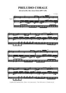 Ich ruf' zu dir, Herr Jesu Christ (I Call on Thee, Lord), BWV 639: para orgãos by Johann Sebastian Bach