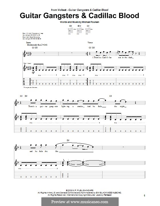 Guitar Gangsters & Cadillac Blood (Volbeat): Para guitarra com guia by Michael Poulsen