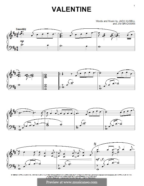 Valentine: Para Piano by Jack Kugell, Jim Brickman