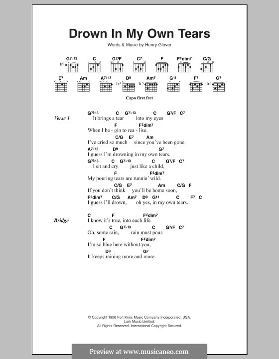 I'll Drown in My Own Tears: Letras e Acordes by Henry Glover