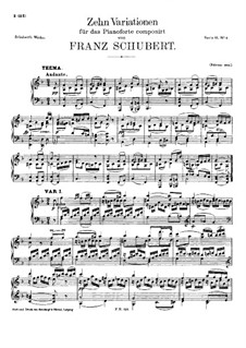 Ten Variations for Piano in F Major, D.156: para um único musico (Editado por H. Bulow) by Franz Schubert