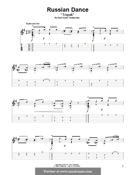 No.4 Russian Dance (Trepak): Para guitarra com guia by Pyotr Tchaikovsky