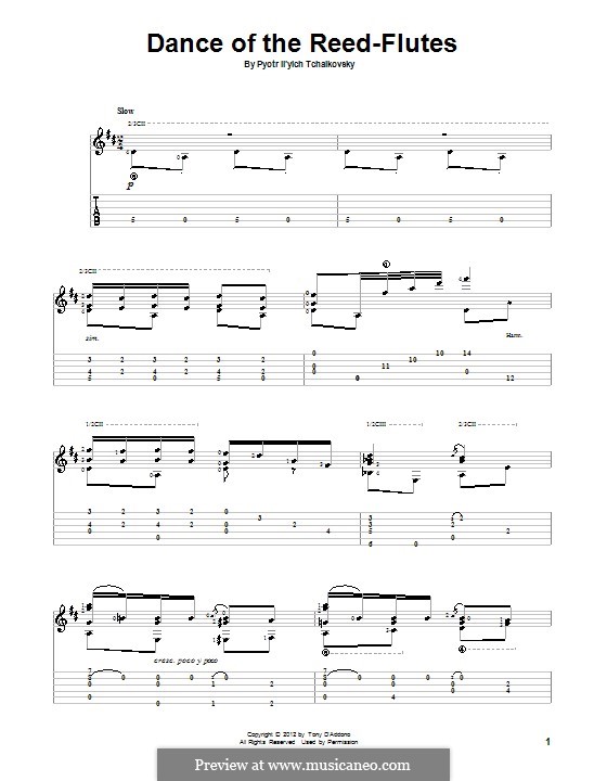 No.7 Dance of the Mirlitons: Para guitarra com guia by Pyotr Tchaikovsky