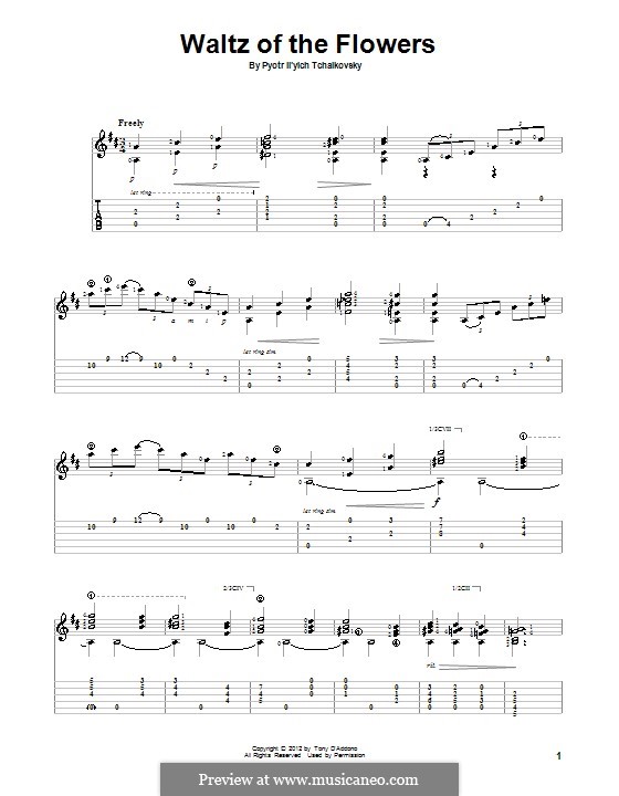 No.8 Waltz of the Flowers: Para guitarra com guia by Pyotr Tchaikovsky