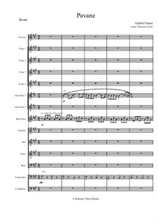 Pavane, Op.50: For flute choir with cello, contrabass and mixed choir by Gabriel Fauré