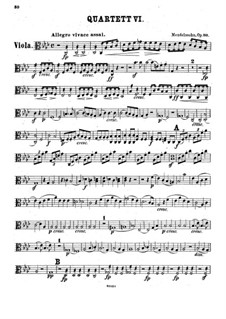 String Quartet No.6 in F Minor, Op.80: parte viola by Felix Mendelssohn-Bartholdy
