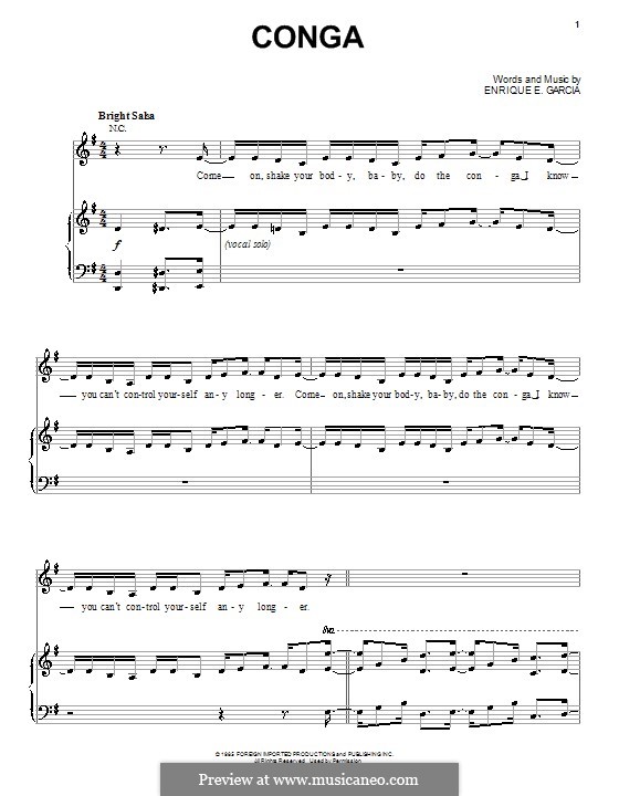 Conga (Miami Sound Machine): Para vocais e piano (ou Guitarra) by Enrique Garcia