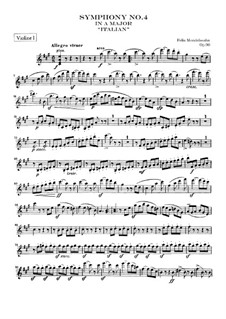 Symphony No.4 in A Major 'Italian', Op.90: violino parte I by Felix Mendelssohn-Bartholdy