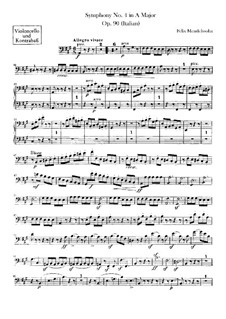 Symphony No.4 in A Major 'Italian', Op.90: parte violoncelo e contrabaixo by Felix Mendelssohn-Bartholdy