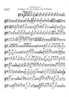 Symphony No.4 in A Major 'Italian', Op.90: parte de flautas by Felix Mendelssohn-Bartholdy