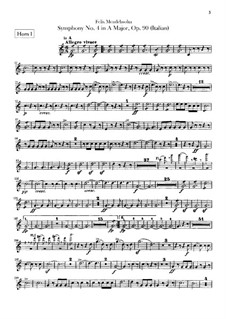 Symphony No.4 in A Major 'Italian', Op.90: parte trompa by Felix Mendelssohn-Bartholdy