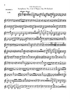 Symphony No.4 in A Major 'Italian', Op.90: parte trompetas by Felix Mendelssohn-Bartholdy