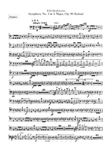 Symphony No.4 in A Major 'Italian', Op.90: Peça para Timpano by Felix Mendelssohn-Bartholdy