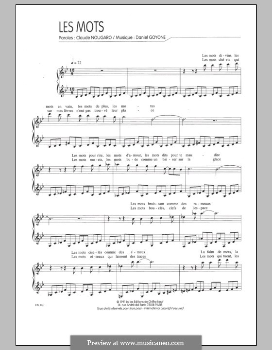 Mots: Para vocais e piano by Daniel Goyone