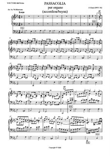 Passacaglia and Fugue in C Minor, BWV 582: Passacaglia. Arrangement for accordion (or bayan) by Johann Sebastian Bach
