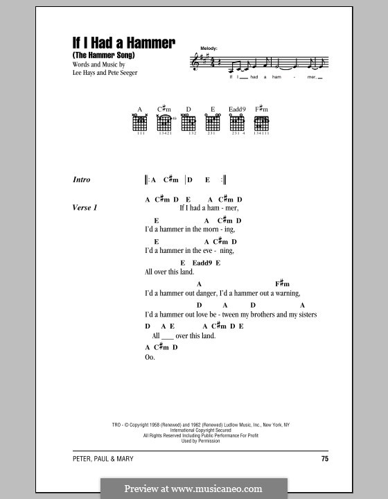 If I Had a Hammer (The Hammer Song) por L. Hays, P. Seeger em músicaNeo