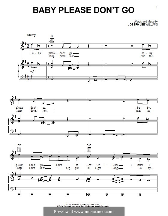 Baby, Please Don't Go (Them): Para vocais e piano (ou Guitarra) by Joseph Lee Williams
