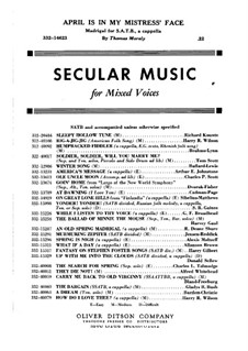 April is in My Mistress' Face: Partitura Piano-vocal by Thomas Morley