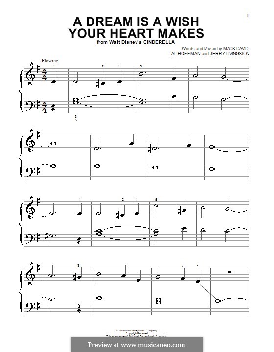 A Dream Is a Wish Your Heart Makes (from Disney's Cinderella): Facil para o piano by Al Hoffman, Jerry Livingston, Mack David
