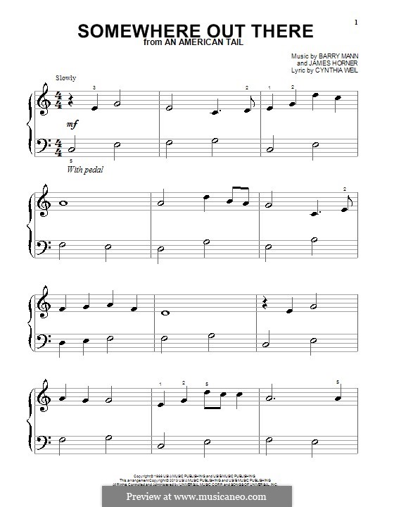Somewhere Out There (from An American Tail): Para Piano by Barry Mann, Cynthia Weil, James Horner