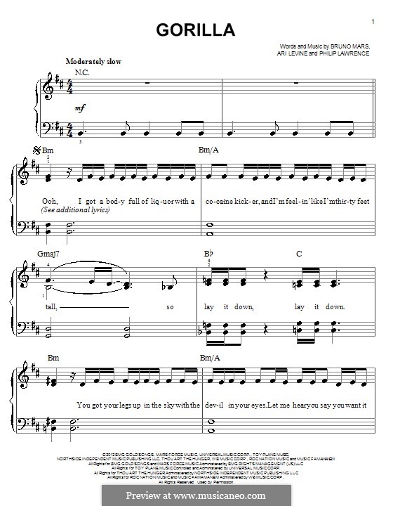 Gorilla: Para Piano by Ari Levine, Bruno Mars, Philip Lawrence