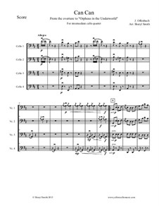 Can-Can: For intermediate cello quartet (four cellos) by Jacques Offenbach