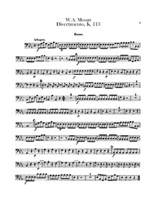 Divertissement in E Flat Major, K.113: Parte contrabaixo by Wolfgang Amadeus Mozart