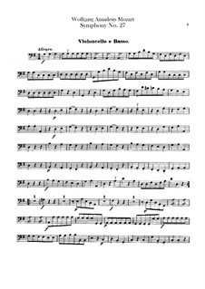 Symphony No.27 in G Major, K.199: parte violoncelo e contrabaixo by Wolfgang Amadeus Mozart