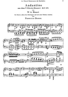 Concerto for Piano and Orchestra No.9 in E Flat Major 'Jeunehomme', K.271: arranjo para piano by Wolfgang Amadeus Mozart