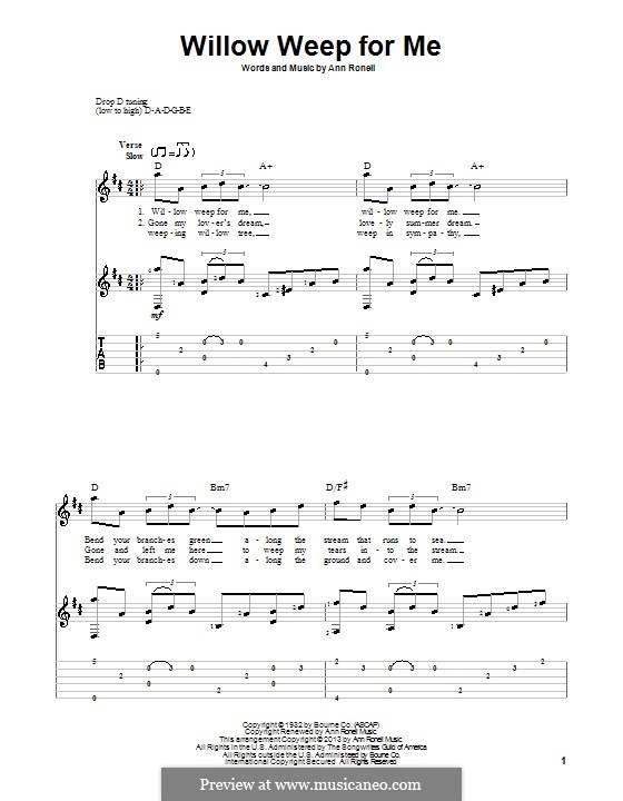 Willow Weep for Me (Chad & Jeremy): For voice and guitar (with tablature) by Ann Ronell