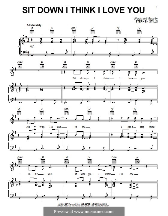 Sit Down I Think I Love You: Para vocais e piano (ou Guitarra) by Stephen Stills