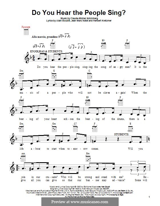 Do You Hear the People Sing: para ukulele by Claude-Michel Schönberg