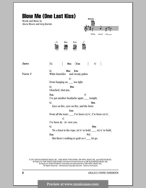 Blow Me (One Last Kiss): para ukulele by Alecia Moore, Greg Kurstin