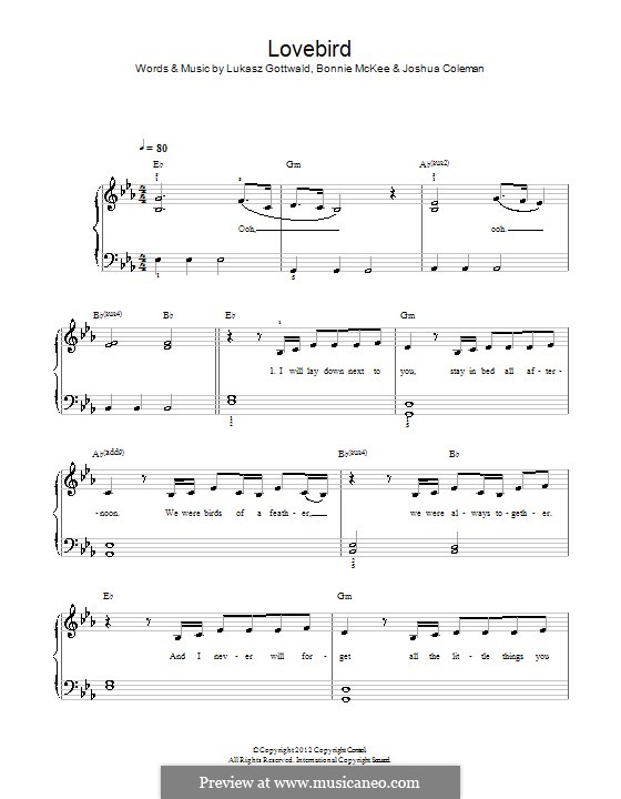 Lovebird (Leona Lewis): Para Piano by Bonnie McKee, Joshua Coleman, Lukas Gottwald