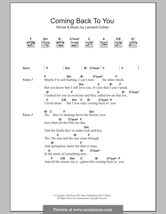 Coming Back To You: Letras e Acordes by Leonard Cohen
