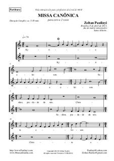Missa Canônica para 2 vozes iguais (orquestra de cordas ad lib): Parte vocal by Zoltan Paulinyi