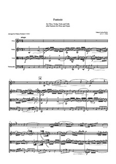 Fantasia for Oboe and Organ in F Minor: Version for oboe, violin, viola and cello – score by Johann Ludwig Krebs