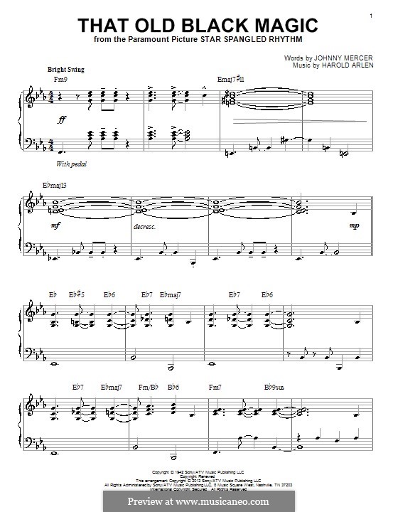 That Old Black Magic (from Star Spangled Rhythm): Para Piano by Harold Arlen