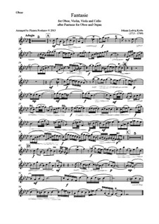 Fantasia for Oboe and Organ in F Minor: Version for oboe, violin, viola and cello – oboe part by Johann Ludwig Krebs