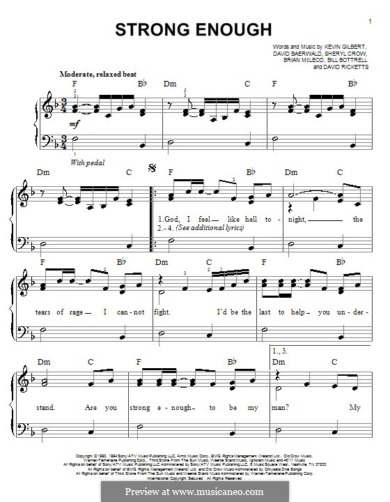 Strong Enough: Para Piano by Bill Bottrell, Brian MacLeod, David Baerwald, David Ricketts, Kevin Gilbert, Sheryl Crow